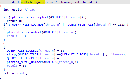 IDA: addFileToQueue adding regular files to the QUERY_FILE_POSS array
