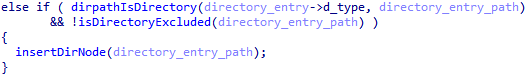IDA: isDirectoryExcluded checking paths against the exclude_directories array