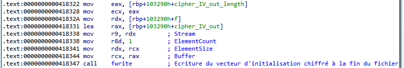 IDA: rsa_encrypt_key_ex wrapping the per-file secrets with the RSA public key (4/4)