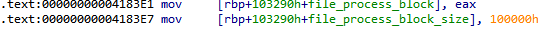 IDA: size check skipping full encryption for files larger than 0x100000 bytes