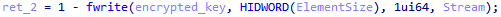 Simplified pseudocode writing the encrypted key to the file