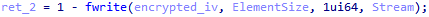 Simplified pseudocode writing the encrypted IV to the file