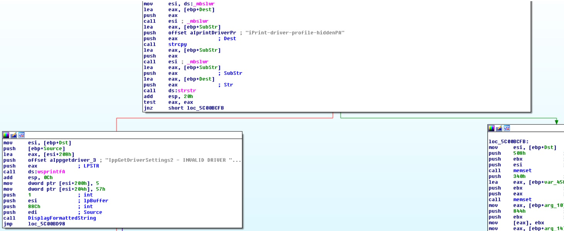 strstr check on iPrint-driver-profile-hiddenPA