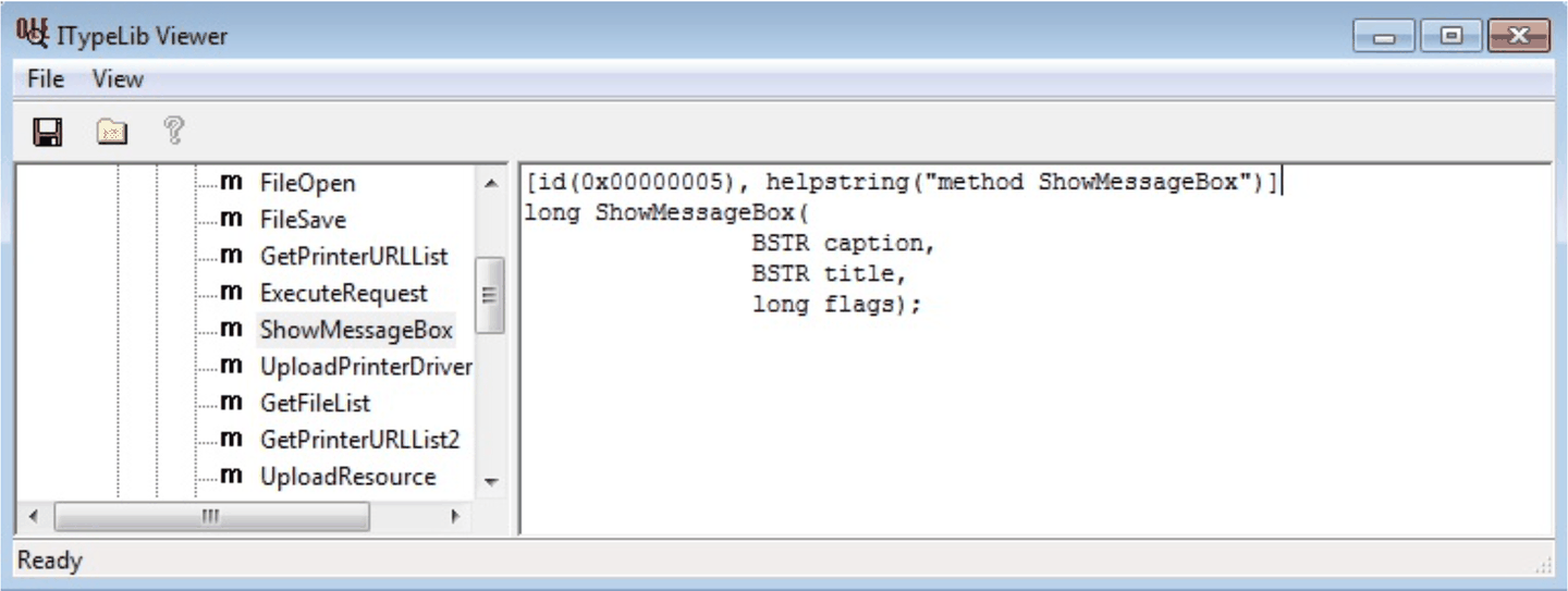 The controller's ShowMessageBox method in the type library